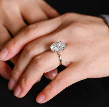 Two Tone Solitaire Oval Diamond Engagement Ring