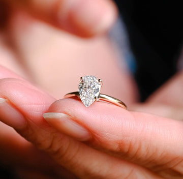 1.50ct Tulip Prong Pave Pear Diamond Engagement Ring