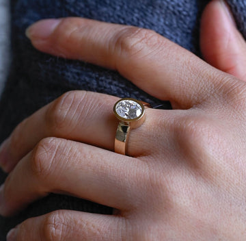 4mm Bezel Oval Diamond Engagement Ring