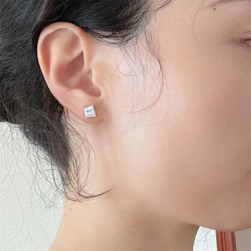 Princess Cut Moissanite Earring Stud/Spuare Moissanite Earring/14K White Gold Earring/Solitaire Moissanite Earrings/Anniversary Wedding Stud