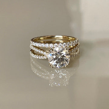 2ct Gold Round Cross Band Moissanite Engagement Ring Set,Vintage Twisted Moissanite Ring, Infinity Criss Cross Moissanite Ring,Wedding Ring