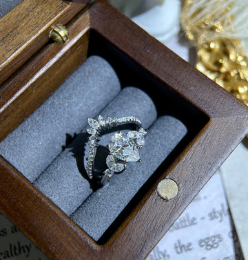 1.25ct Pear Moissanite Marquise Pave Engagement Ring/14K White Gold Unique Wedding Set/Moissanite Bridal Set/Ring for Women/Anniversary Gift
