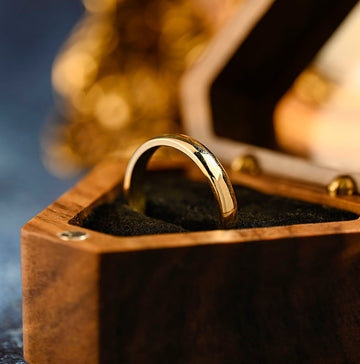 Solid Gold 4mm Men's Plain Dome Wedding Ring