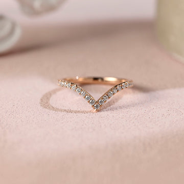 Curved Round Moissanite Half Eternity Matching Bridal Ring
