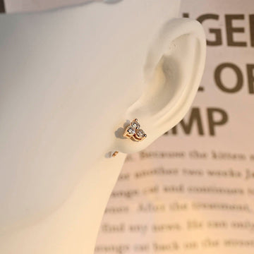 9K/14K/18K Solid Gold Three Stones Round Cut Moissanite Engagement Trio Earrings 3mm Per Stone, Anniversary/Birthday Gift for Woman
