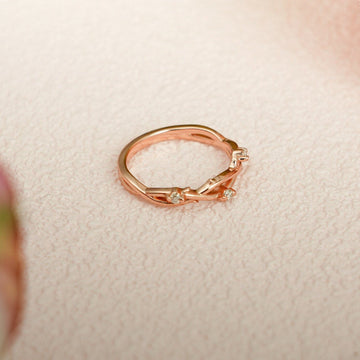 Solid Gold Twig Unique Engagement Band for Women