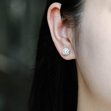 Round Cut Moissanite Earrings Stud/Moissanite Engagement Stud/Classic 3 Prongs Martini Round Earrings Studs/Yellow Gold White Gold Earrings