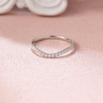 Curved Round Moissanite Half Eternity Matching Bridal Ring