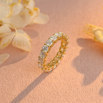 4mm U-Prong Cushion Moissanite Wedding Ring Band for Women
