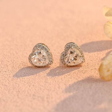 Heart Cut Moissanite Earring Stud for Women,9K/14K/18K Gold Moissanite Earrings/1ct/2ct/3ct Moissanite Studs/Handmade Gold Earring for Women
