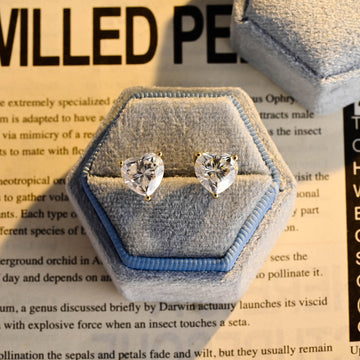 Heart Cut Solitaire Moissanite Engagement Earrings Studs, 9K/14K/18K Solid Gold Classic Moissanite Minimalist Earrings, Anniversary Gift