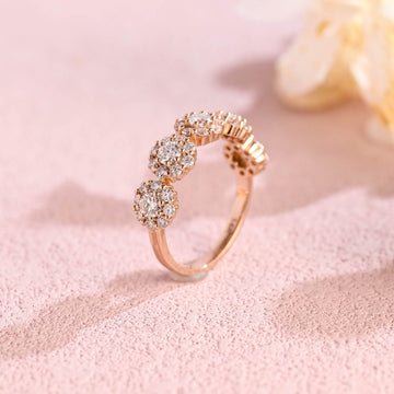 Round Moissanite Half-Eternity Round Moissanite Wedding Ring