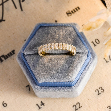Emerald Cut, Baguette Solid Gold Moissanite Bridal Band