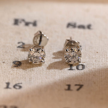 Round Moissanite Earrings Studs, 9K/14K/18K Solid Gold Engagement Earrings for Women, Solitaire Moissanite Simple Earrings, Birthday Gifts