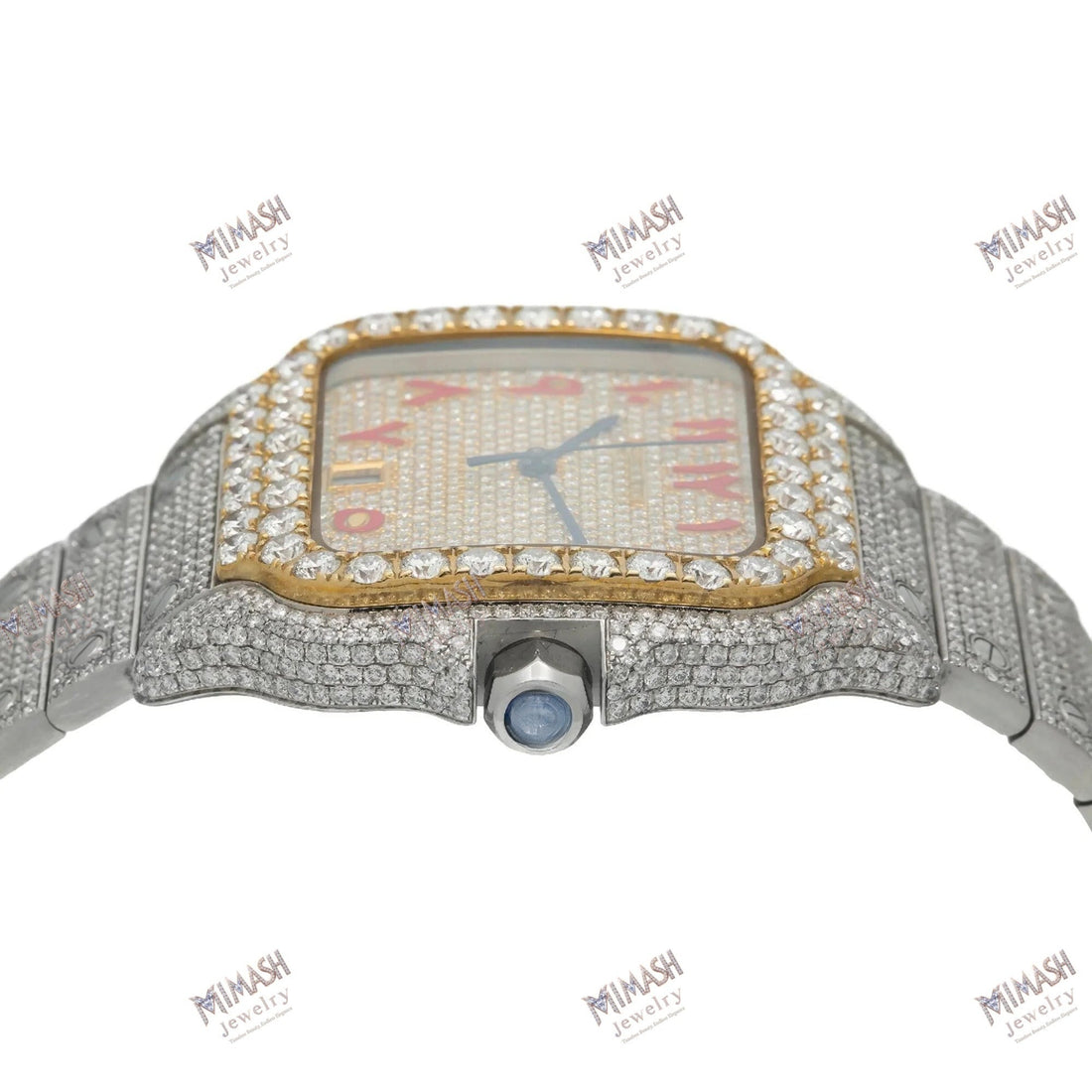 Moissanite Fashion Watch 40MM Yellow Gold Diamond Dial With 18.75 CT Diamonds