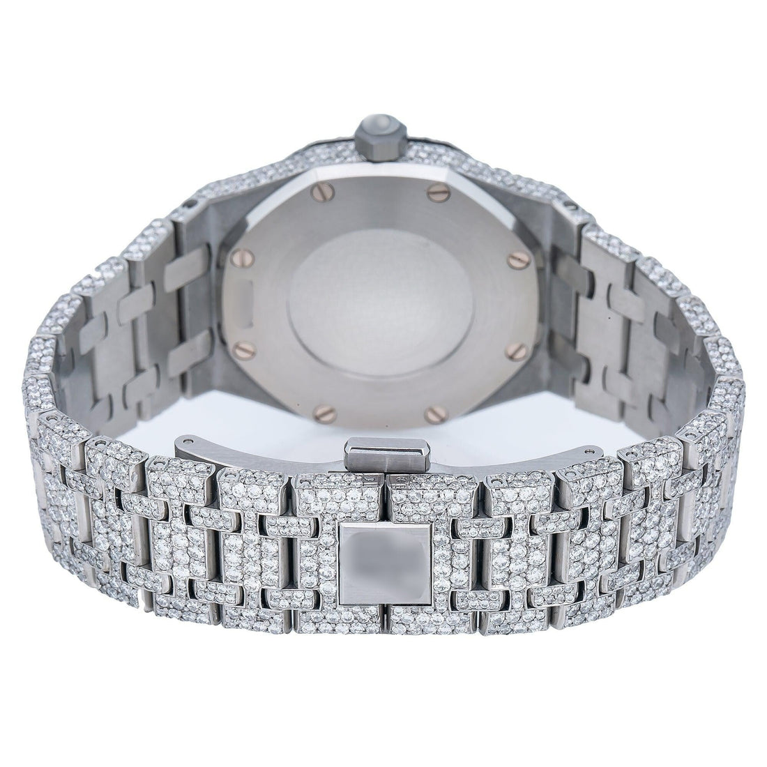 Real Moissanite Diamond Wristwatch 33MM Black Dial With Stainless Steel Bracelet