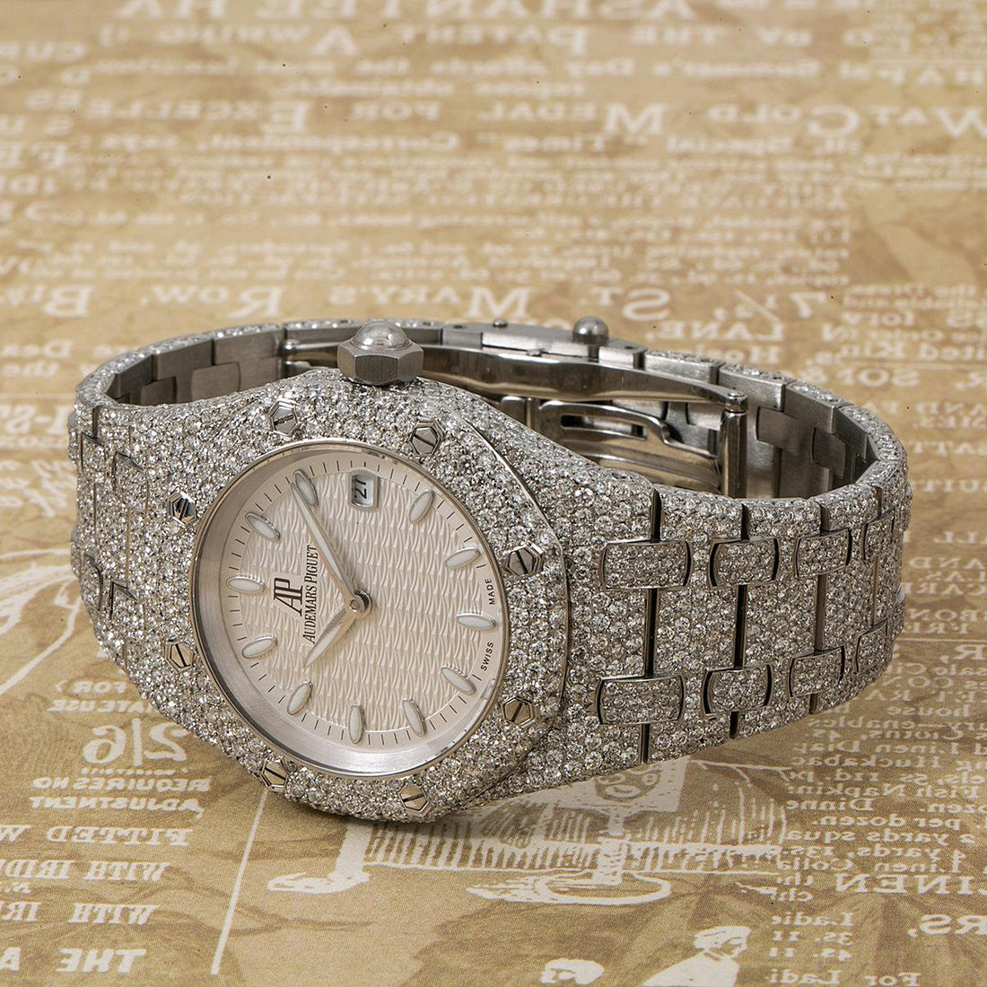 Shine Bright Moissanite Watch 33MM White Dial With 11.75 CT Diamonds