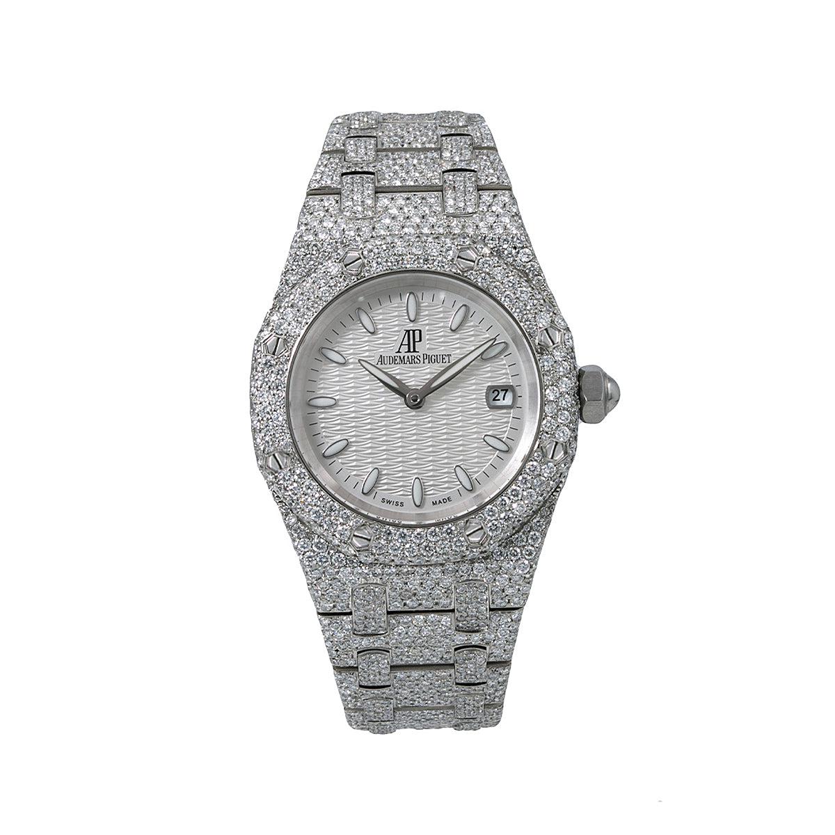 Shine Bright Moissanite Watch 33MM White Dial With 11.75 CT Diamonds