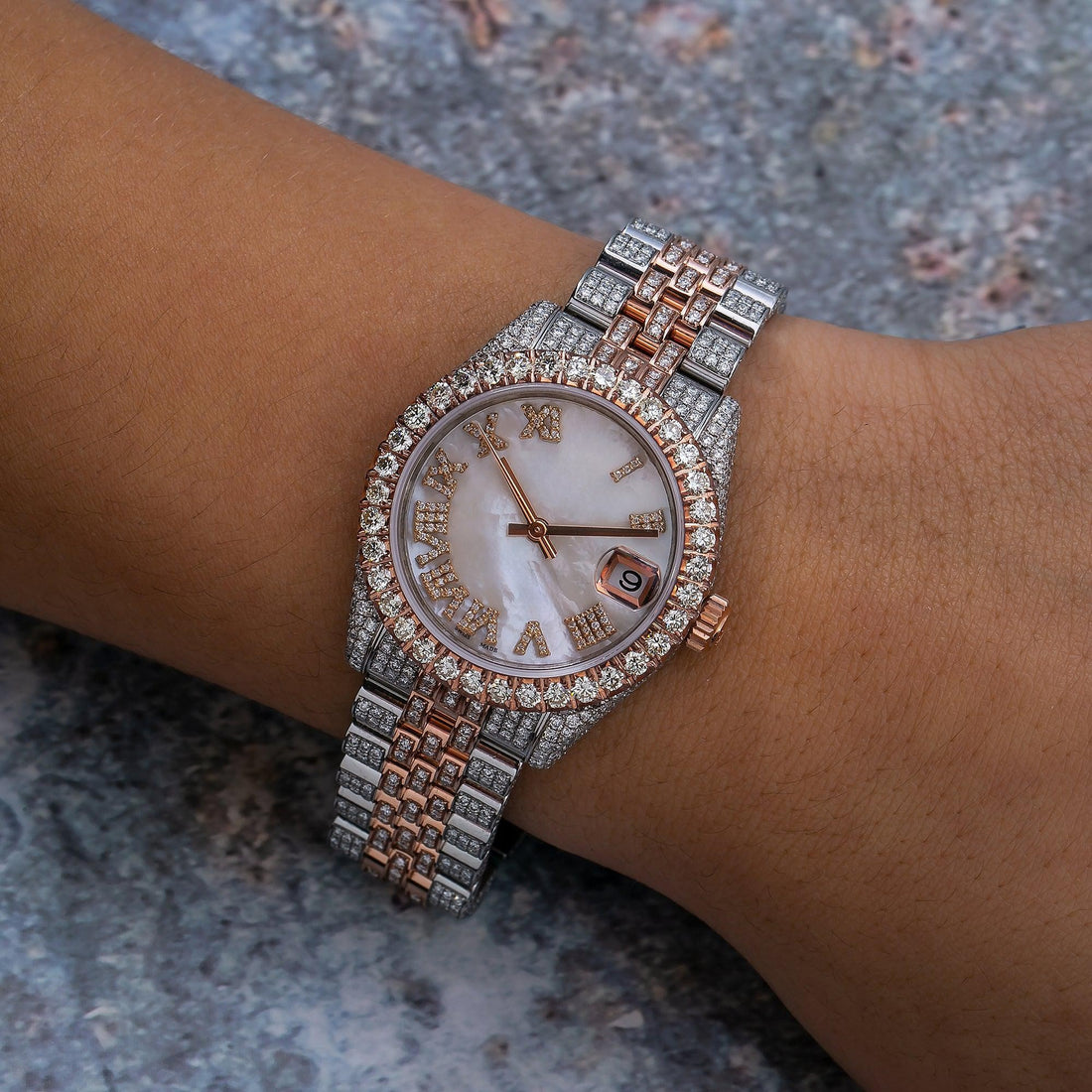 Stardust Moissanite Watch 31MM Silver Diamond Dial With 9.25 CT Diamonds