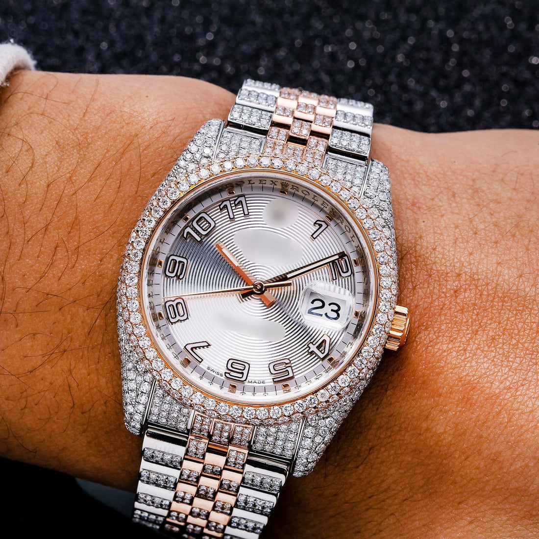Fire Cut Moissanite Watch 36MM Silver Dial With 13.25 CT Diamonds