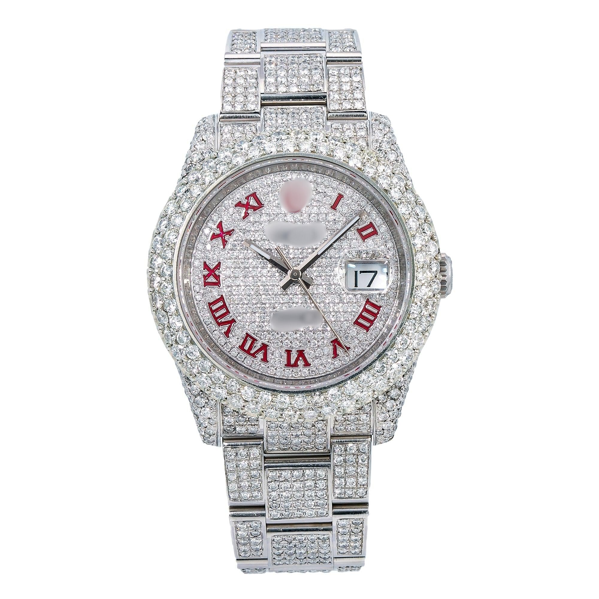 King’s Choice Moissanite Watch 36MM Silver Diamond Dial With Stainless Steel Oyster Bracelet