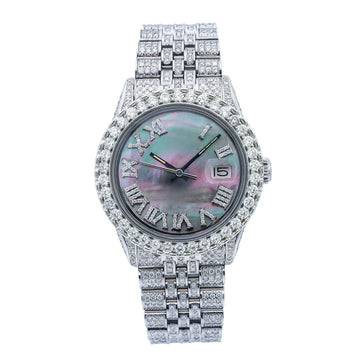 Timeless Moissanite Diamond Watch 36MM Mother of Pearl Diamond Dial With 8.25 CT Diamonds