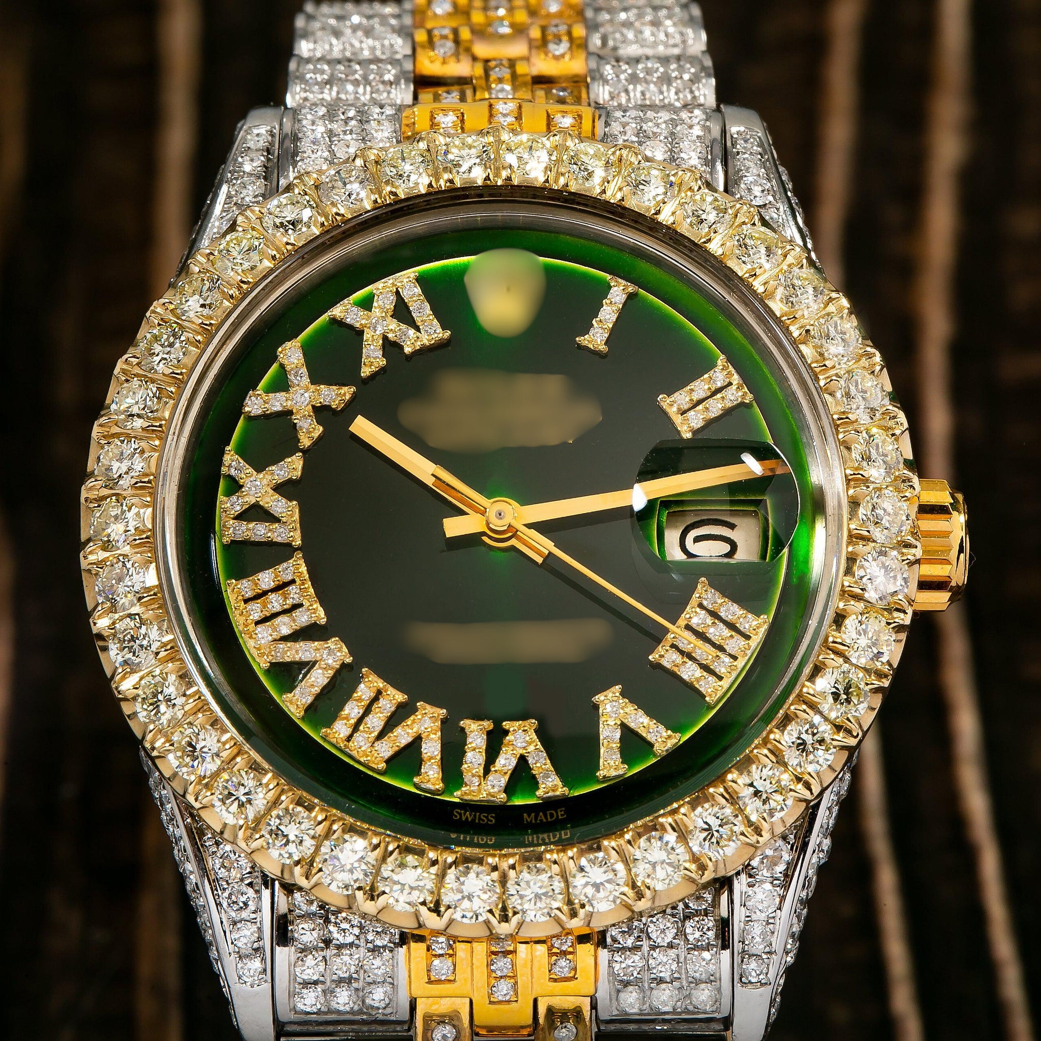 Royal Moissanite Diamond Watch 36MM Green Diamond Dial With 9.25 CT Diamonds