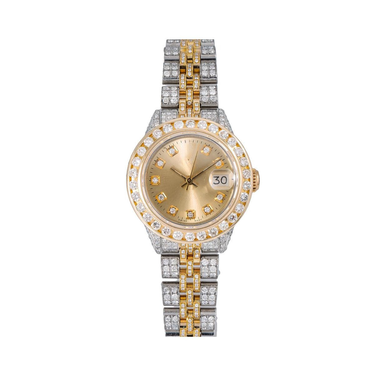 Moissanite Icon Watch 26mm Champagne Diamond Dial With Two Tone Bracelet