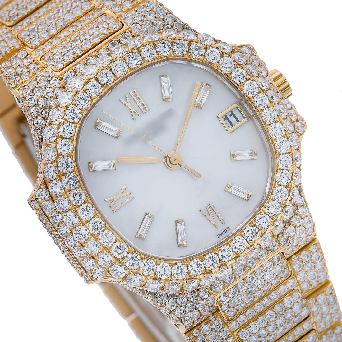 Premium Men’s Watch with Moissanite Diamonds 37MM White Diamond Dial With 17.82 CT Diamonds