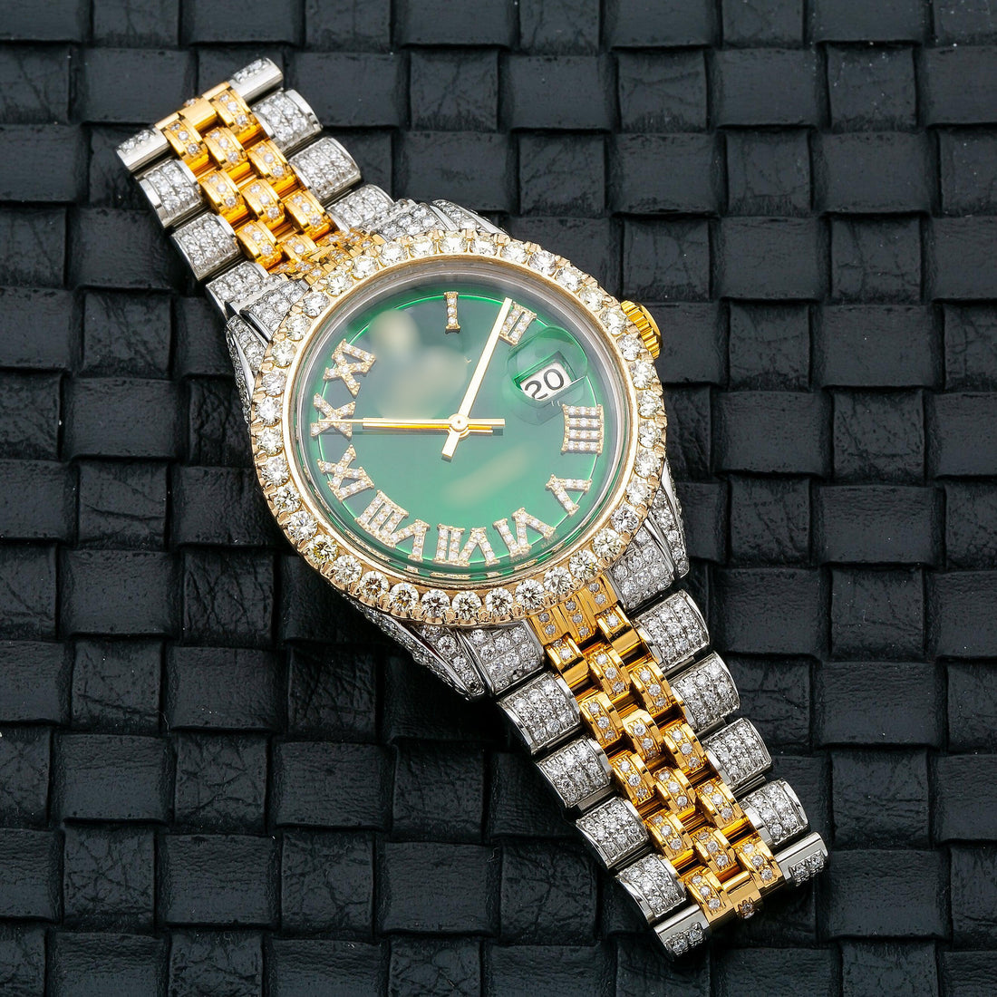 High-End Moissanite Watch 36MM Green Diamond Dial With 8.25 CT Diamonds