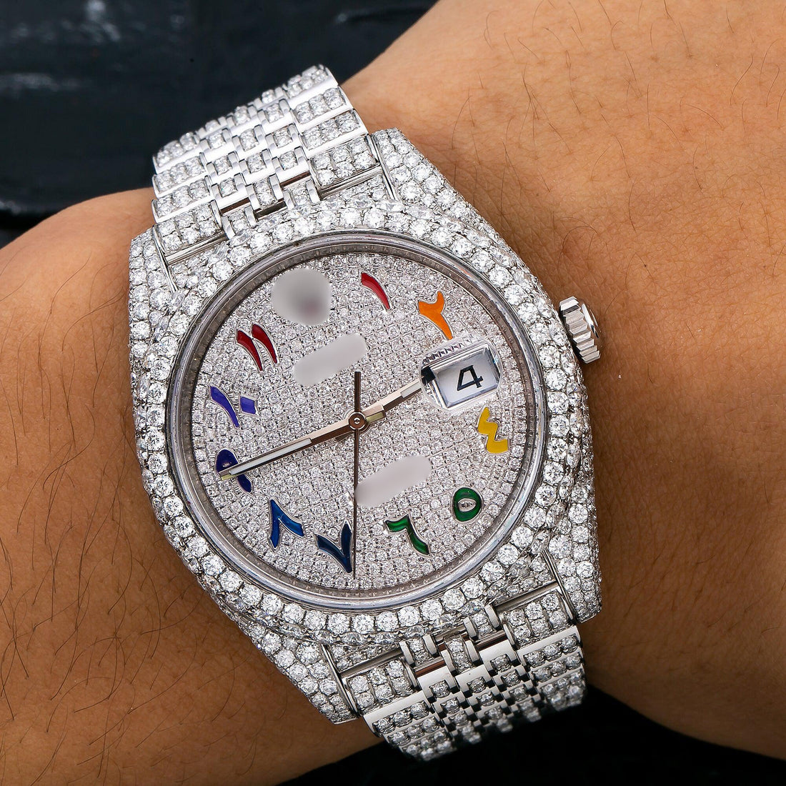 Moissanite Shine Watch 41MM Rainbow Diamond Dial With Stainless Steel Jubilee Bracelet