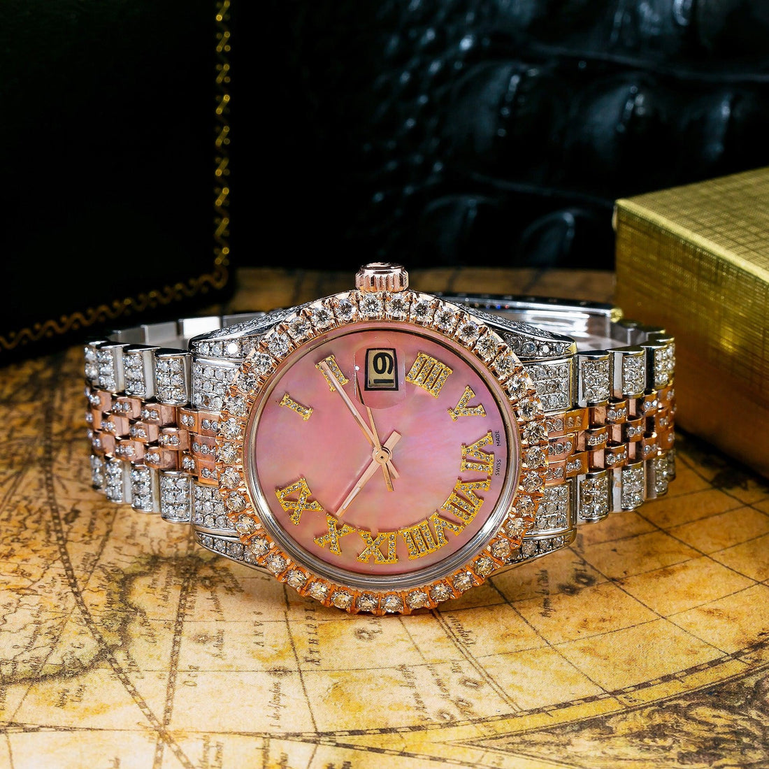 FlashTime Watch 36MM Pink Diamond Dial With Two Tone Jubilee Bracelet