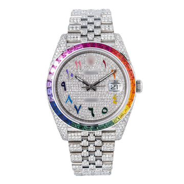 Modern Moissanite Watch 41MM Silver Diamond Dial With 14.75 CT Diamonds