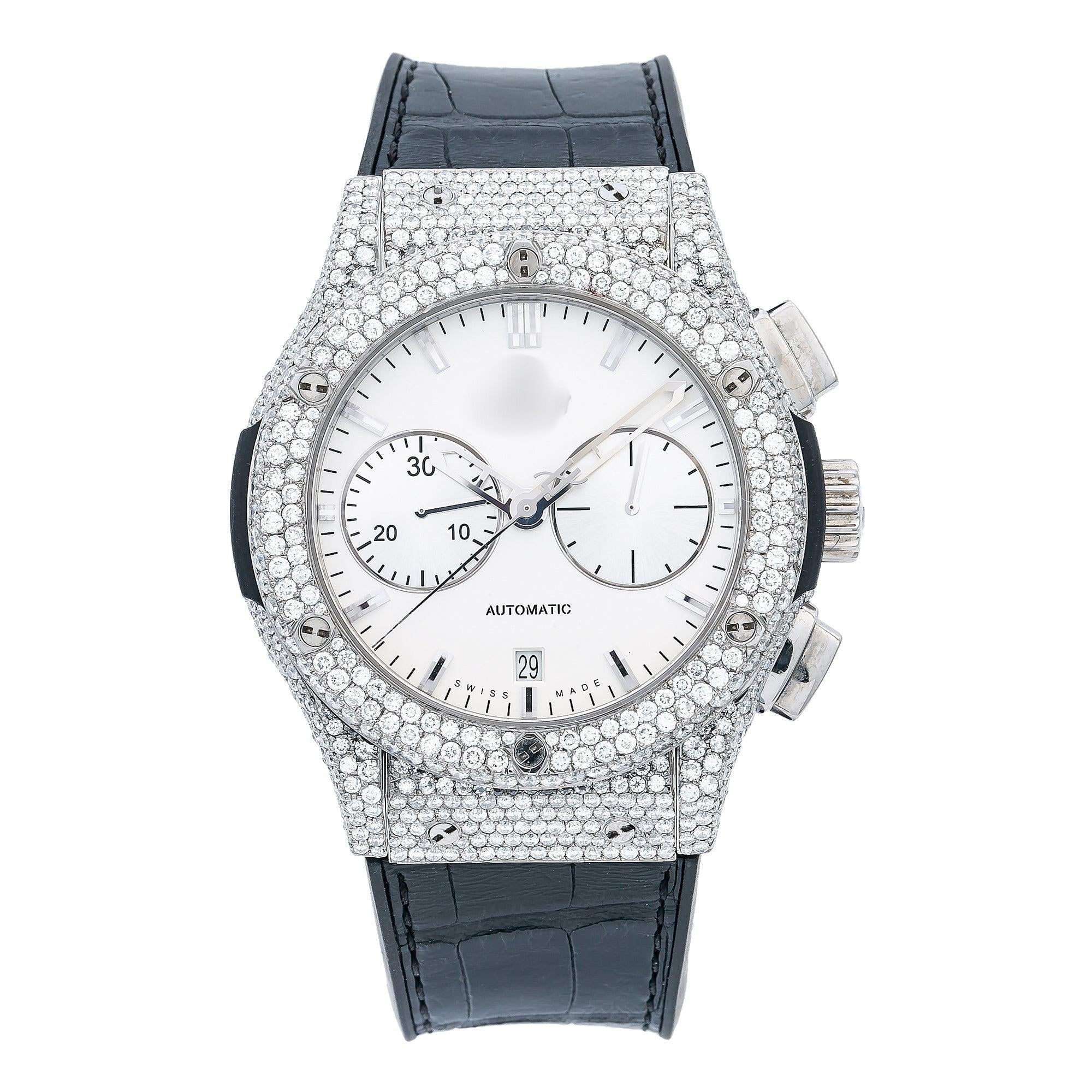 Men’s Fashion Watch with Moissanite Stones 45MM White Dial With 9.50 CT Diamonds
