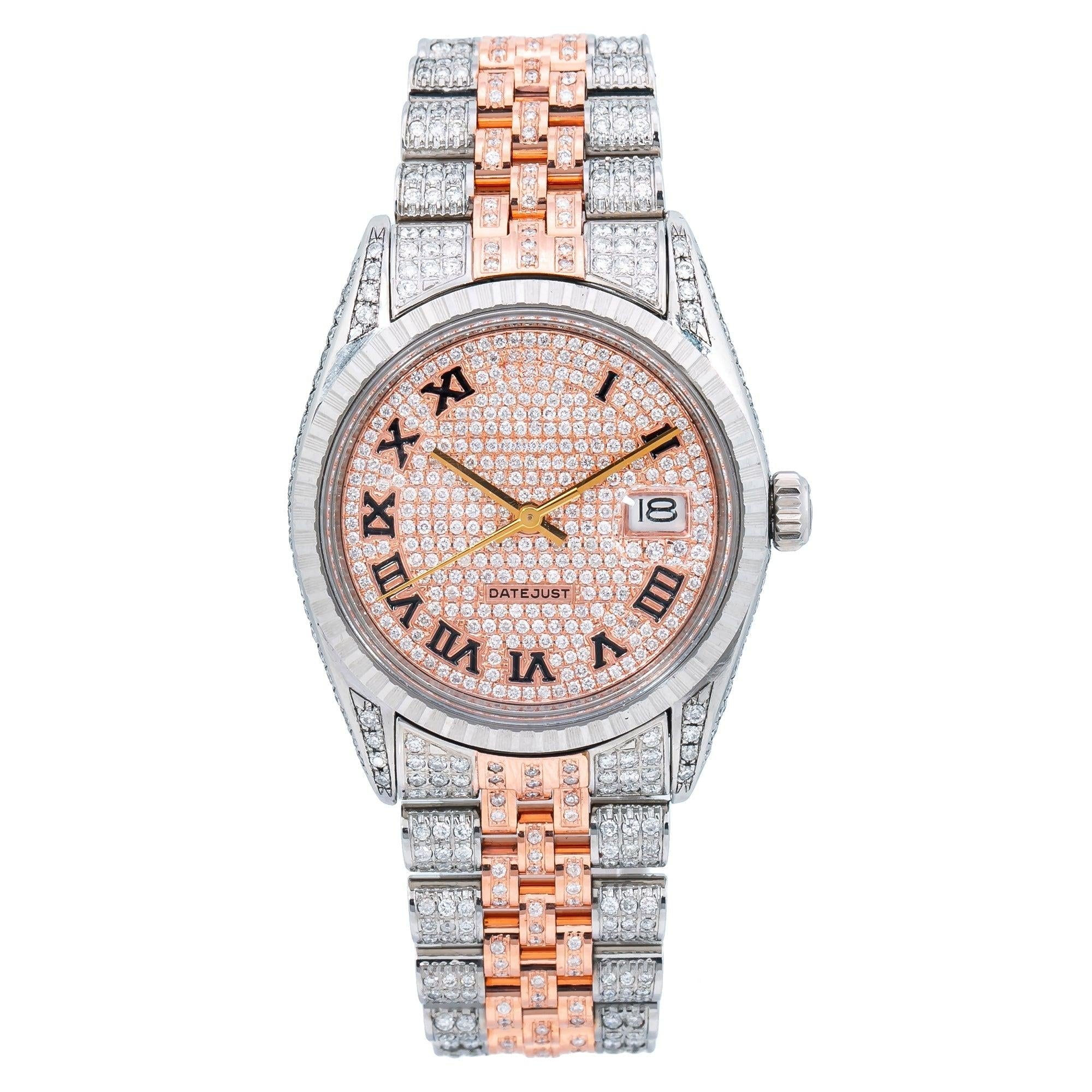Stealth Shine Moissanite Watch 36MM Pink Diamond Dial With 9.75 CT Diamonds