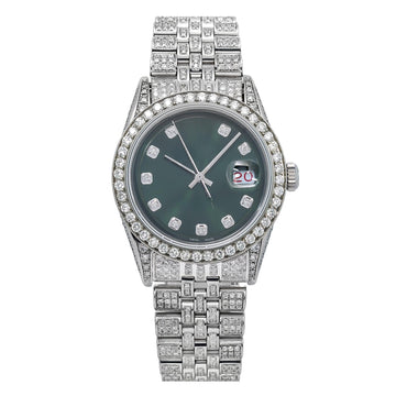 Luxe Ice Dial Moissanite Timepiece 36MM Black Diamond Dial With 8.35 CT Diamonds