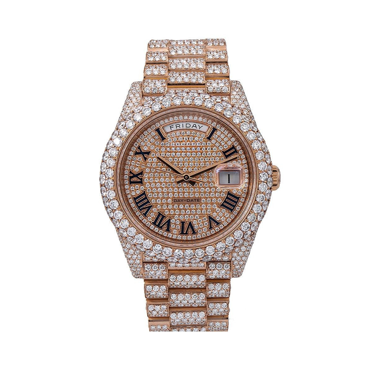 Million Look Moissanite Watch 40MM Rose Gold Diamond Dial With 25.25 CT Diamonds