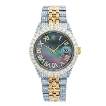 Moissanite Watch for Him 36MM Black Diamond Dial With 8.25 CT Diamonds