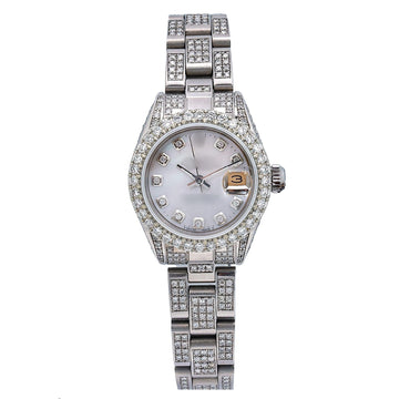 Silver Moissanite Watch 26MM Silver Diamond Dial With 5.75 CT Diamonds