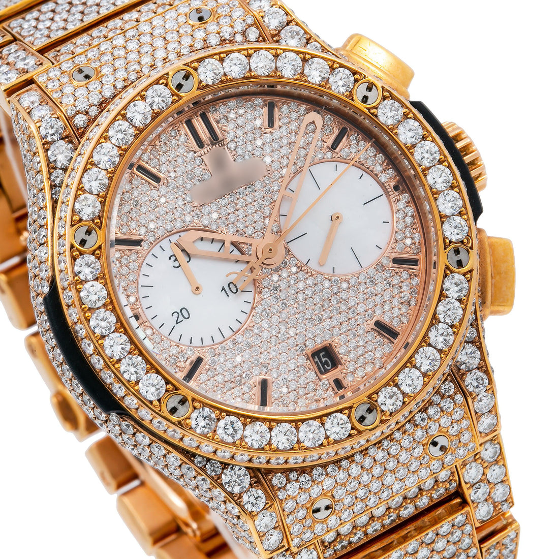 Moissanite Wristwatch 45MM Champagne Diamond Dial With 31.75 CT Diamonds