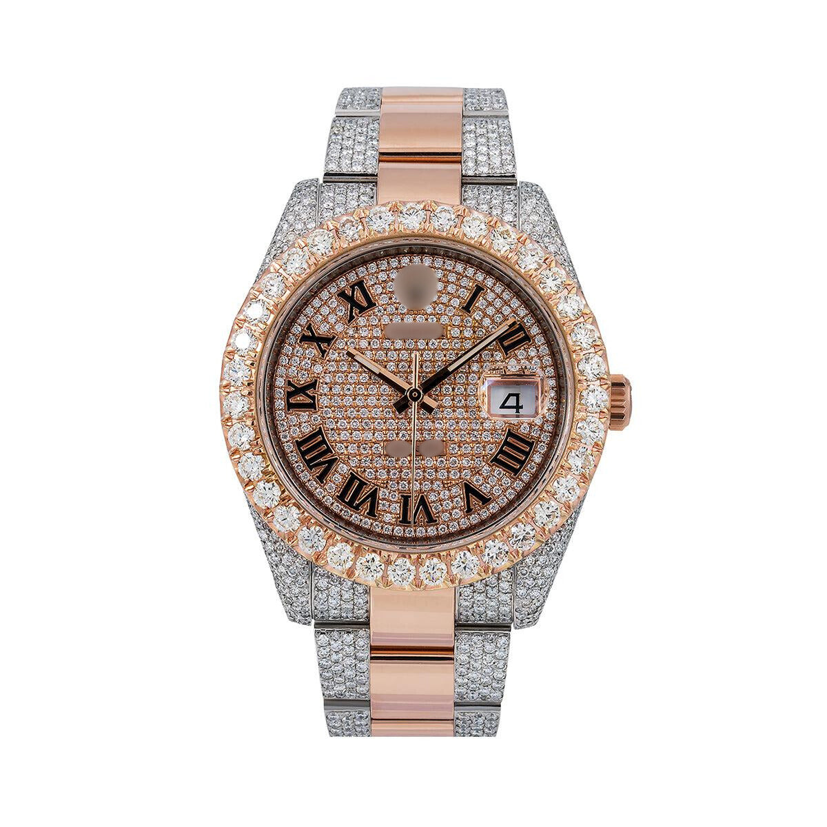 Diamond Dynasty Watch 41mm Champagne Diamond Dial With Two Tone Oyster Bracelet