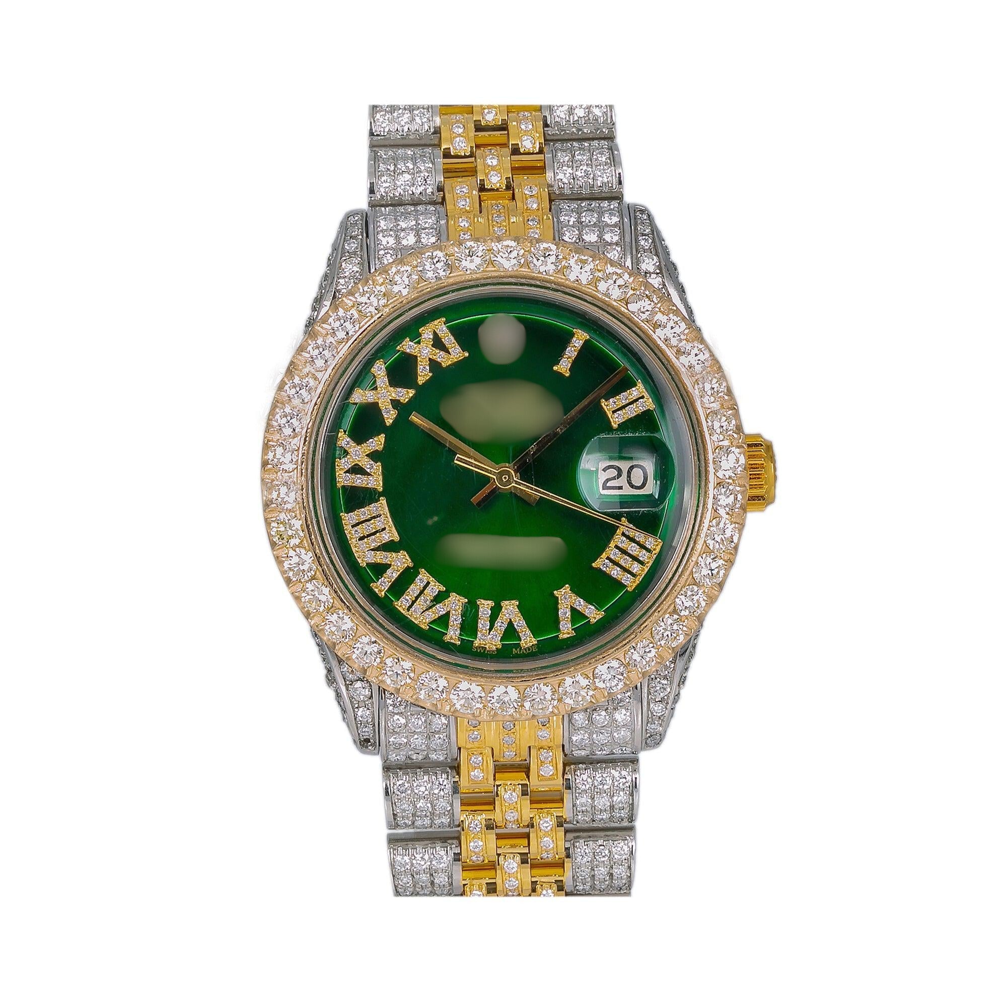 High-End Moissanite Watch 36MM Green Diamond Dial With 8.25 CT Diamonds
