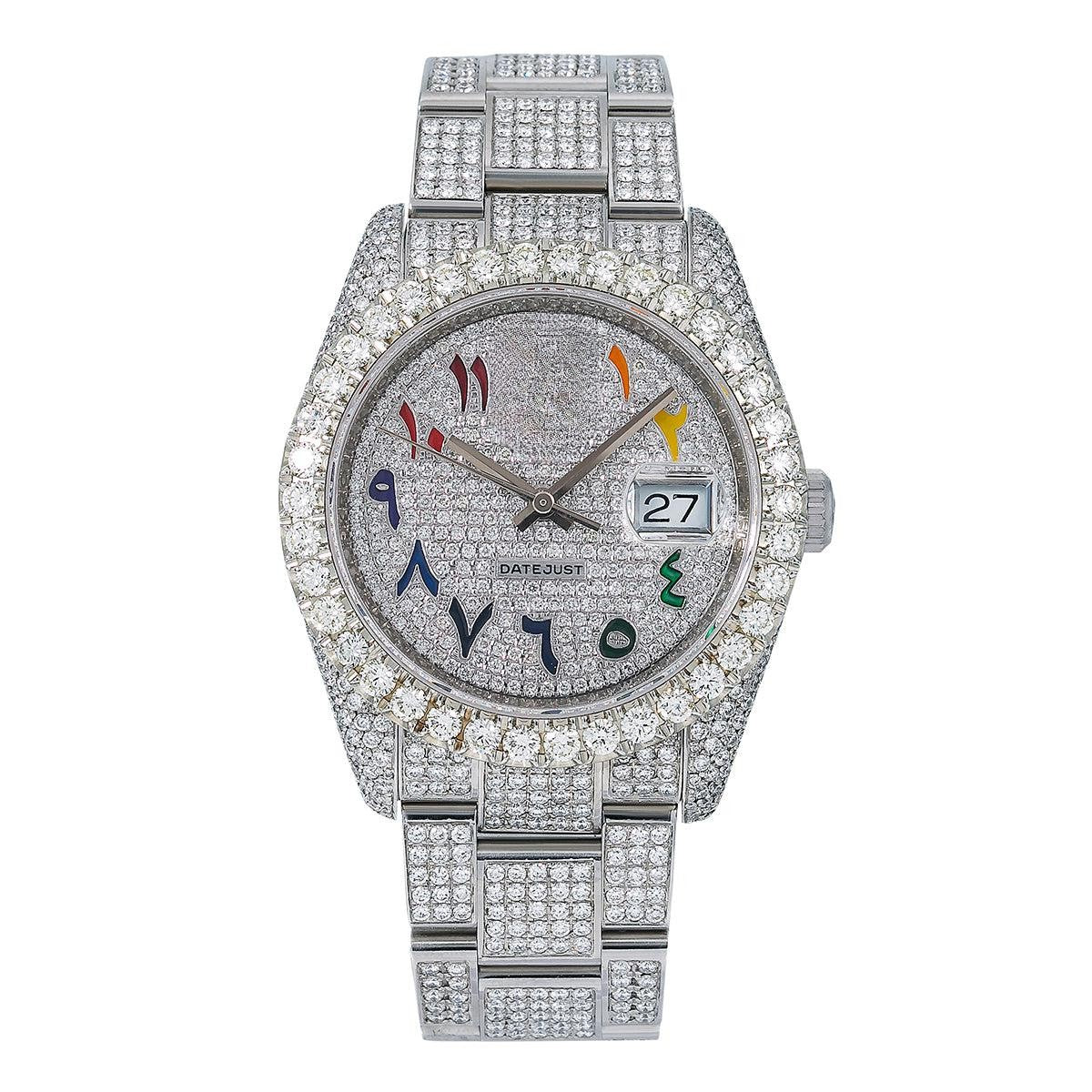 PrimeStone Diamond Watch 36mm Silver Diamond Dial With Stainless Steel Bracelet