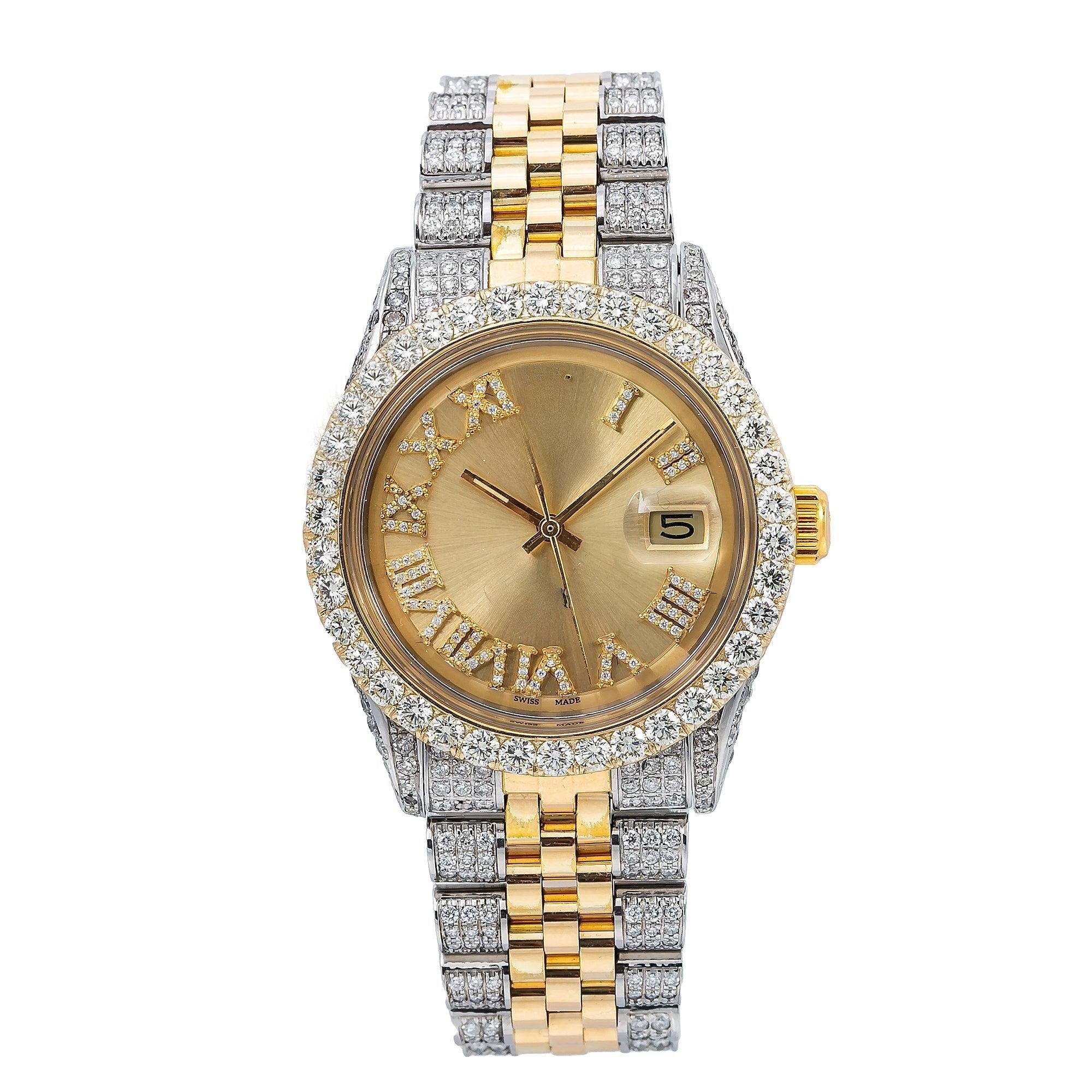 Dazzling Moissanite Men’s Watch 36MM Champagne Diamond Dial With 6.75 CT Diamonds