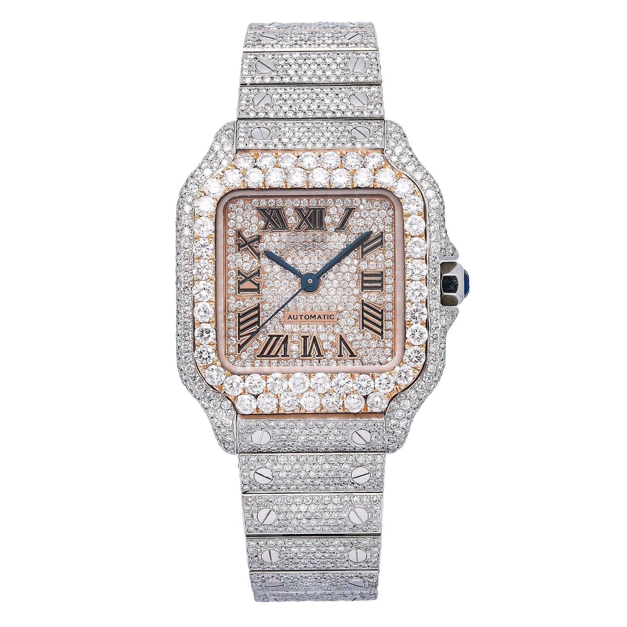 Moissanite Legacy Watch 35MM Rose Gold Diamond Dial With 18.75 CT Diamonds
