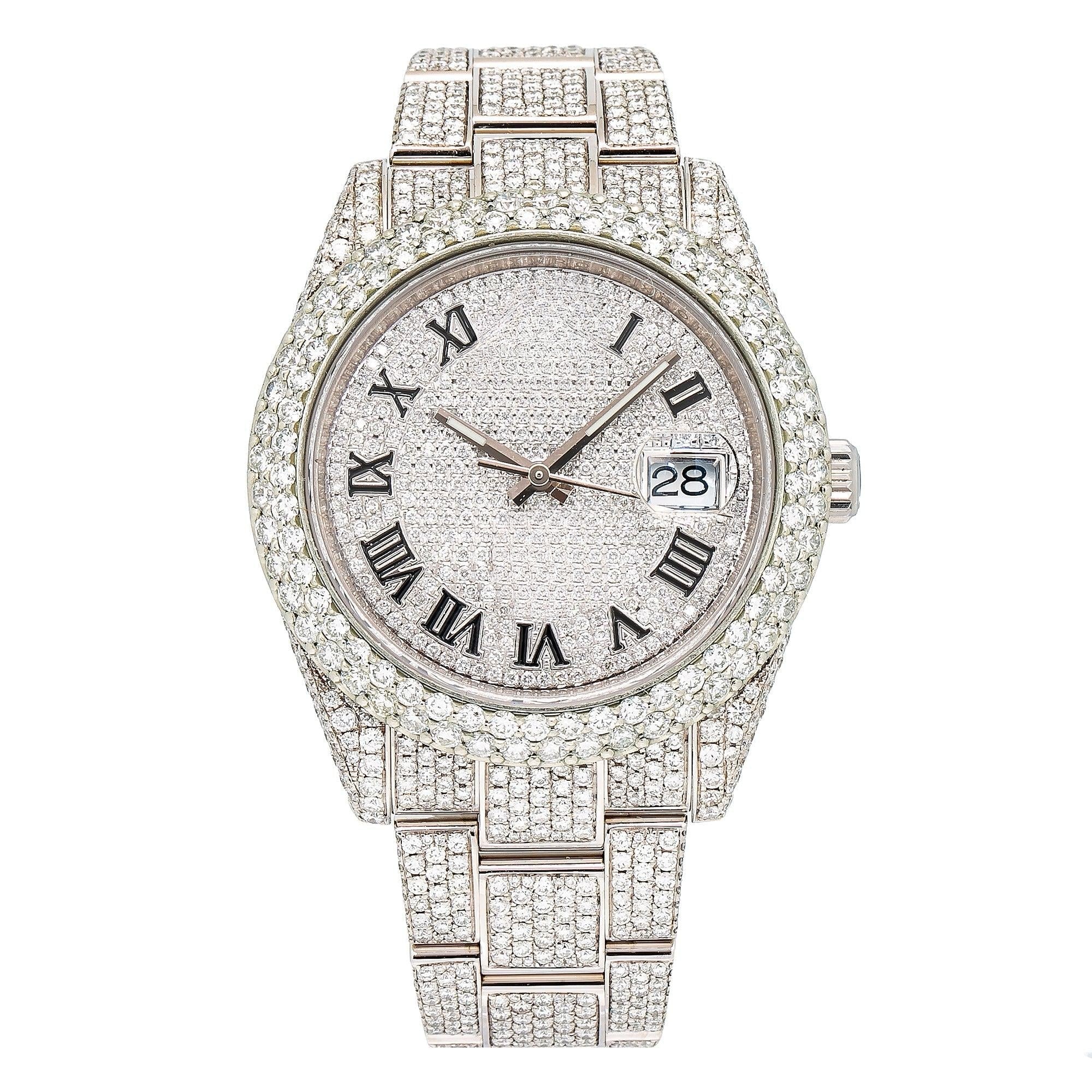 Glow Up Watch 41MM Silver Diamond Dial With Stainless Steel Oyster Bracelet