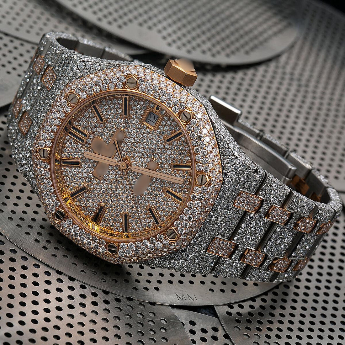 Moissanite Icon Watch 37MM Champagne Diamond Dial With 22.75 CT Diamonds