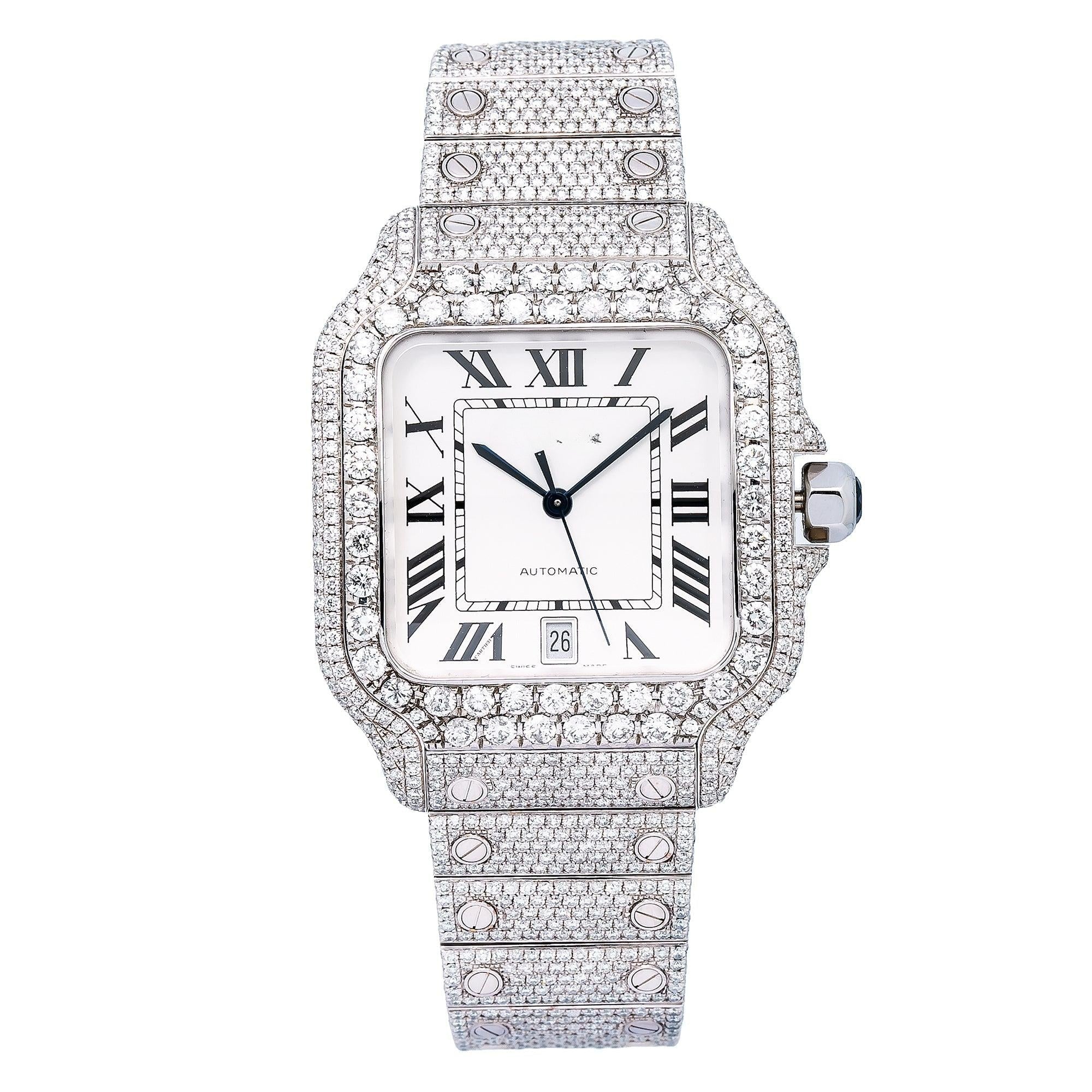 Moissanite Legacy Watch 40MM White Dial With 17.96 CT Diamonds