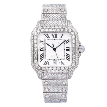 Moissanite Legacy Watch 40MM White Dial With 17.96 CT Diamonds