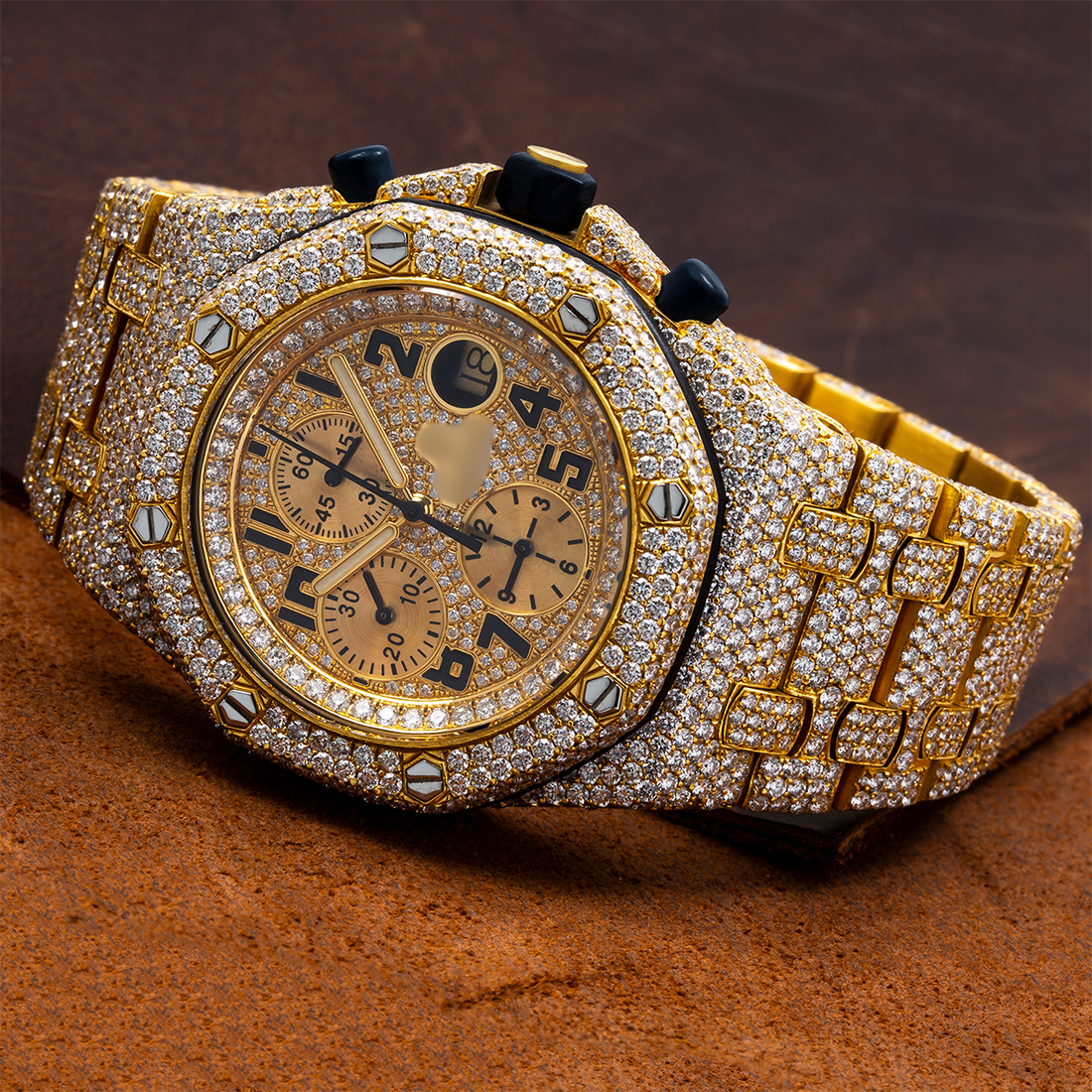 Moissanite Time Luxury Edition 42MM Champagne Dial With 29.75 CT Diamonds